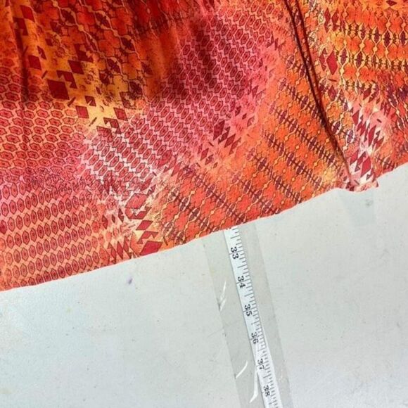 Catherines Women's Geometric Sequins Pleated 3/4 Sleeve Blouse Orange Size 1X - Picture 6 of 8